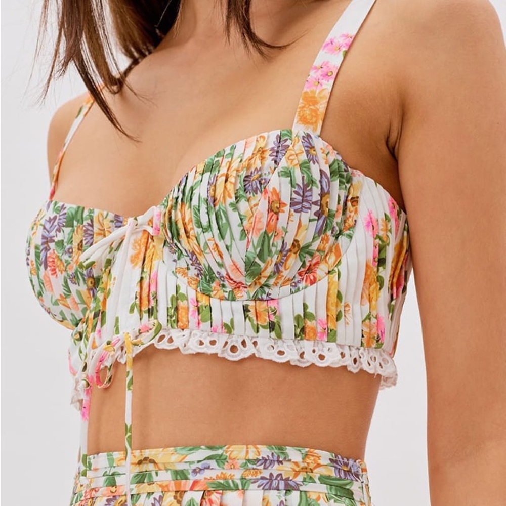For Love And Lemons Floral Bustier Top - Multicolor
